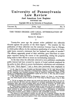The Third Degree and Legal Interrogation of Suspects