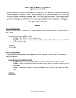 Honors World Geography Course Summary Department: Social