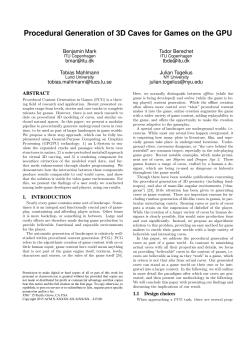 Procedural Generation of 3D Caves for Games on