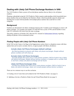Dealing with Likely Cell Phone Exchange Numbers in VAN