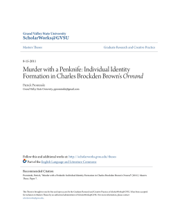 Individual Identity Formation in Charles Brockden Brown`s Ormond