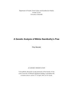 A Genetic Analysis of Mikl&oacute;s Szentkuthy`s "Prae"