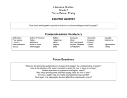 Literature Studies Grade 5 Focus Genre: Poetry Essential Question