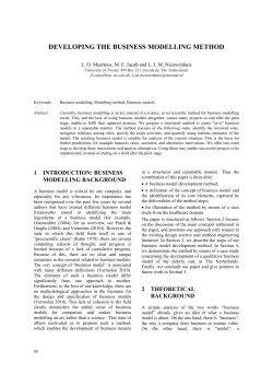 DEVELOPING THE BUSINESS MODELLING METHOD