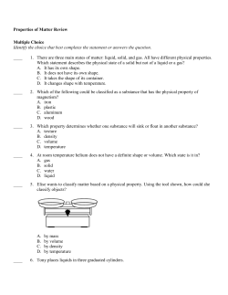 Properties of Matter Review Multiple Choice Identify