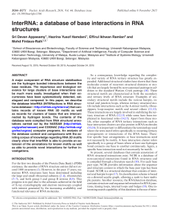 a database of base interactions in RNA structures
