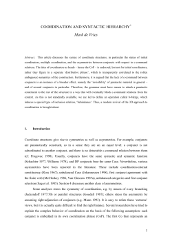 COORDINATION AND SYNTACTIC HIERARCHY Mark de Vries
