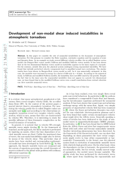 Development of non-modal shear induced instabilities in