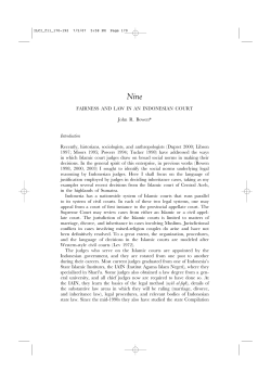 FAIRNESS AND LAW IN AN INDONESIAN COURT John R. Bowen