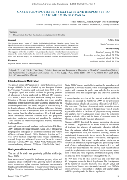 Case Study: Policies, Strategies and Responses to Plagiarism in