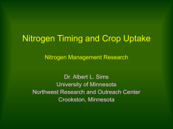 Nitrogen Timing and Crop Uptake - Minnesota Agricultural Water