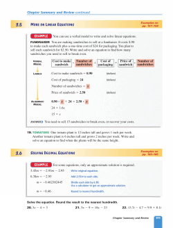 EXAMPLE EXAMPLE MORE ON LINEAR EQUATIONS SOLVING
