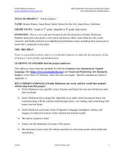 TITLE OF PROJECT: &ldquo;Emily Endures&rdquo;