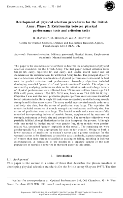 Development of physical selection procedures for the British Army