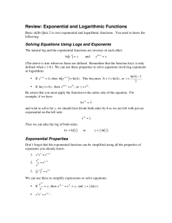 Review: Exponential and Logarithmic Functions