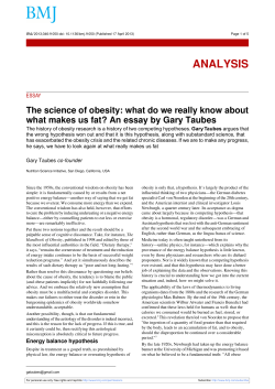 Taubes 2013 - The science of obesity, what do we