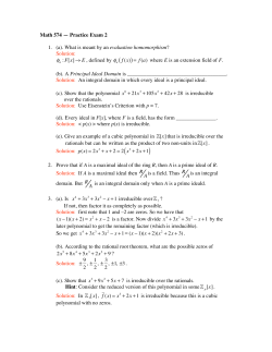 Math 574 &mdash; Practice Exam 2 1. (a). What is meant by an evaluation