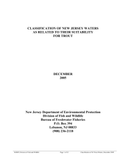 Classification of NJ Waters As Related to Their