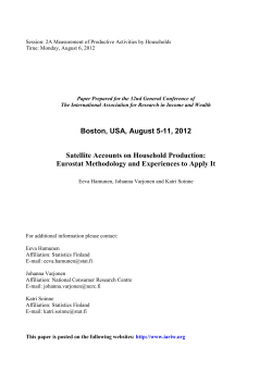 Boston, USA, August 5-11, 2012 Satellite Accounts on Household