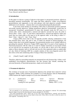 1 On the nature of prenumeral adjectives Franc Maru&scaron;ič and Rok
