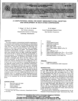 A Computational Model for Short Wavelength Stall Inception and