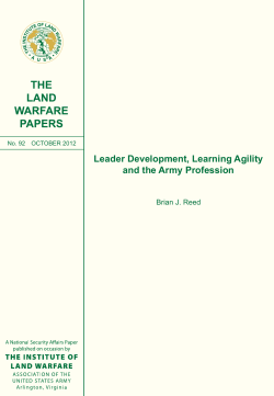 Leader Development, Learning Agility and the Army Profession