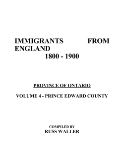 IMMIGRANTS FROM ENGLAND 1800
