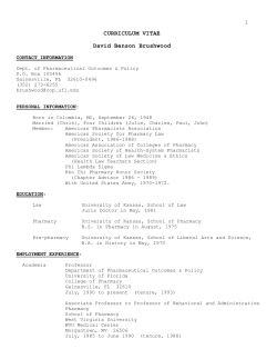 1 CURRICULUM VITAE David Benson Brushwood