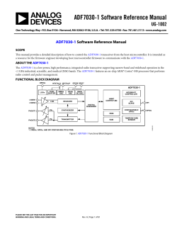 ADF7030-1 Software Reference Manual (Rev. A)