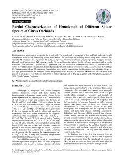 Partial Characterization of Hemolymph of Different Spider Species of