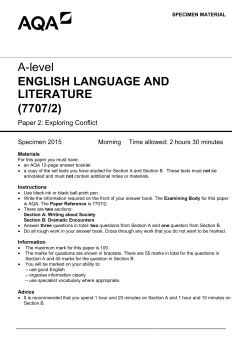 (A-level): Specimen question paper