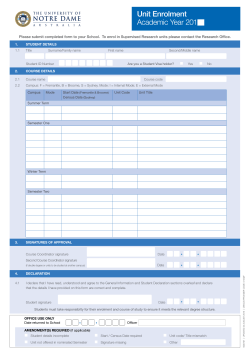 Unit Enrolment Form - University of Notre Dame