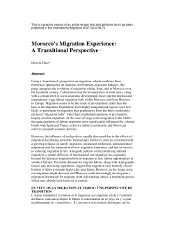 Morocco`s Migration Experience: A Transitional