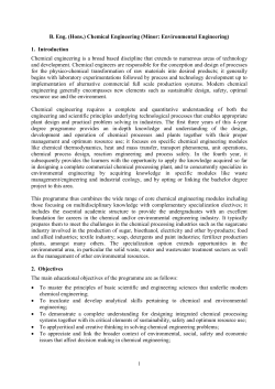B. Eng. (Hons.) Chemical Engineering (Minor: Environmental