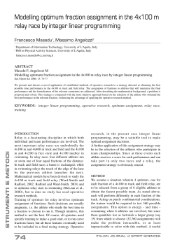 Modelling optimum fraction assignment in the 4x100 m relay race by