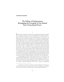 The Politics of Enchantment: Remapping the Precapital in Faiz