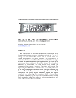ElAnt v11n1 - The Myth of the Metropolis &ndash; Colonization