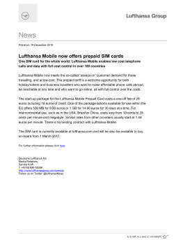 Lufthansa Mobile now offers prepaid SIM cards
