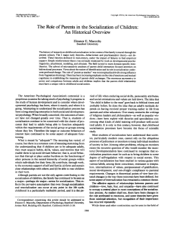 The Role of Parents in the Socialization of Children: An