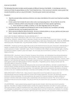 American Core Beliefs: The following information includes several