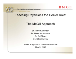 Teaching Physicians the Healer Role: The McGill Approach