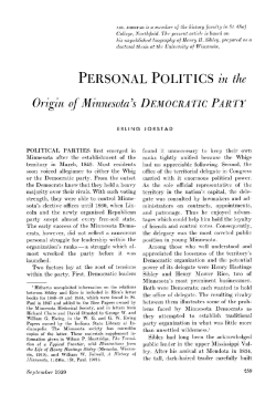 Personal politics in the origin of Minnesota`s Democratic party.