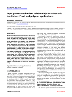 Input power-mechanism relationship for ultrasonic Irradiation: Food