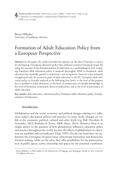 Formation of Adult Education Policy from a European Perspective