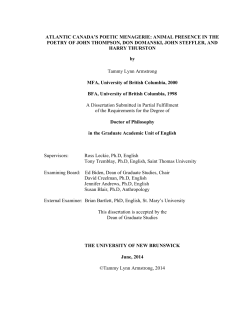 atlantic canada`s poetic menagerie: animal presence in the poetry of