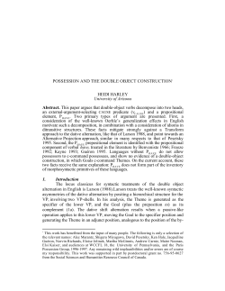 POSSESSION AND THE DOUBLE OBJECT CONSTRUCTION