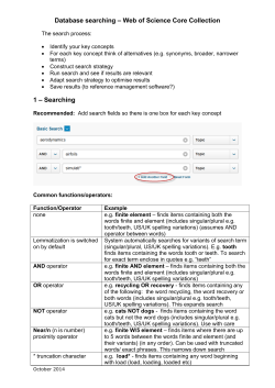 Database searching &ndash; Web of Science Core Collection 1