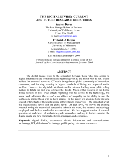 THE DIGITAL DIVIDE: CURRENT AND FUTURE RESEARCH