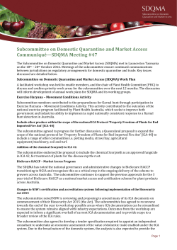 Subcommittee on Domestic Quarantine and Market Access