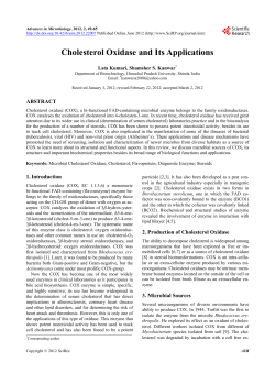 Cholesterol Oxidase and Its Applications